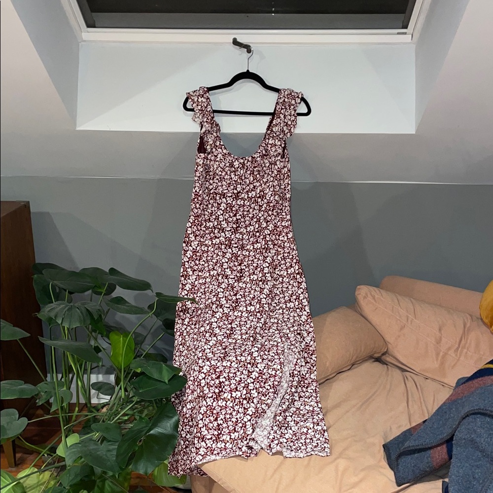 Madewell Floral Maxi Dress - Burgundy and White